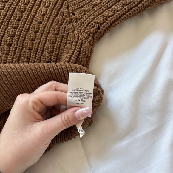 Express Womens Size Small Cropped V Neck Brown Sweater Fall Dreamcore Boho Fairy - Picture 5 of 7